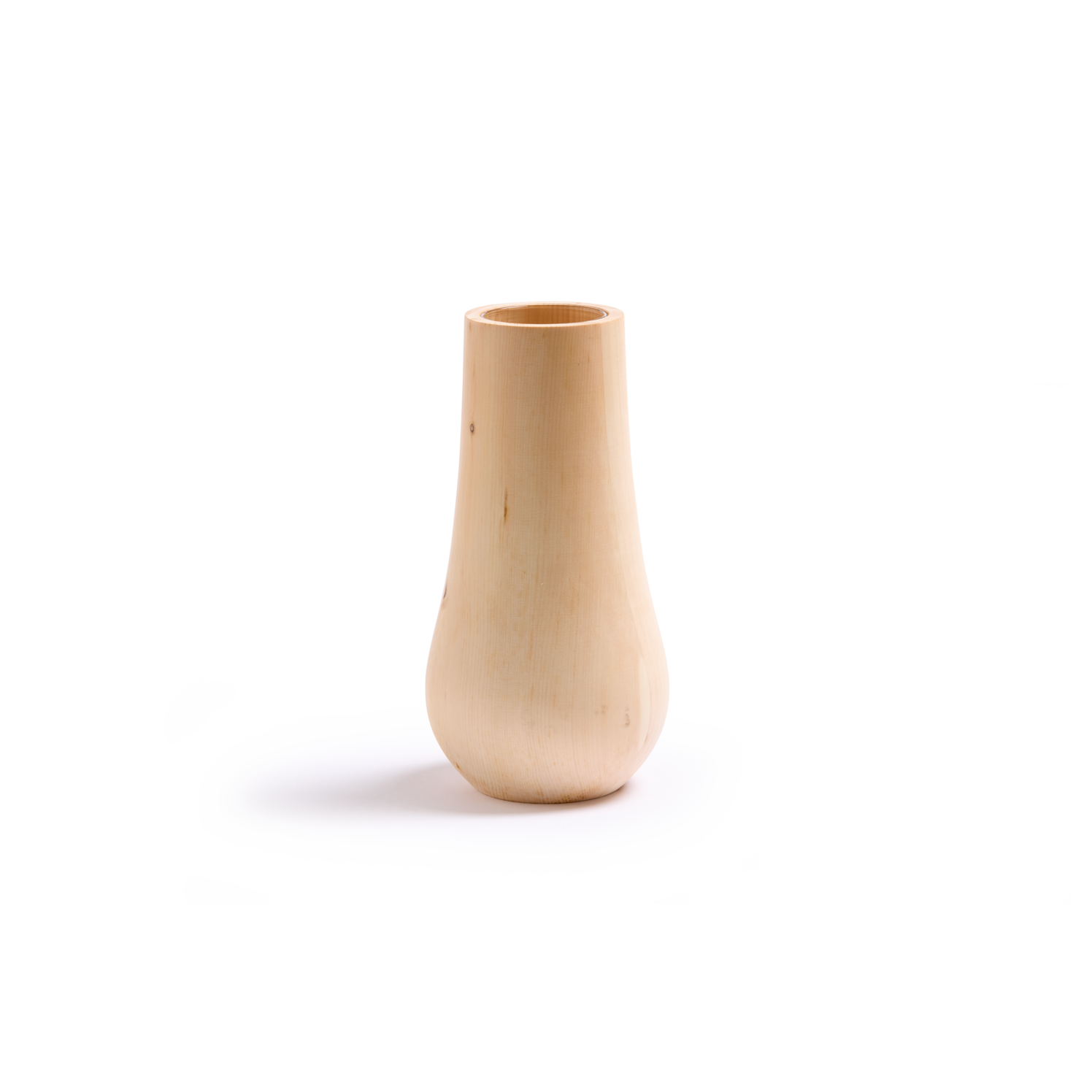 Vase aus Zirbenholz mit Glaseinsatz