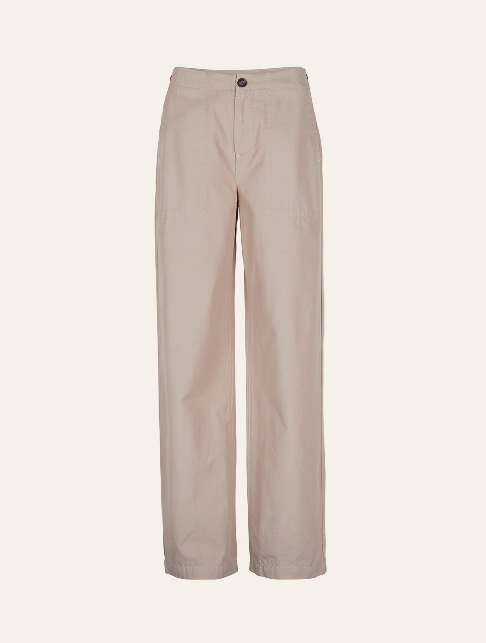 Beige Hose mit dunkelbraunem Knopf