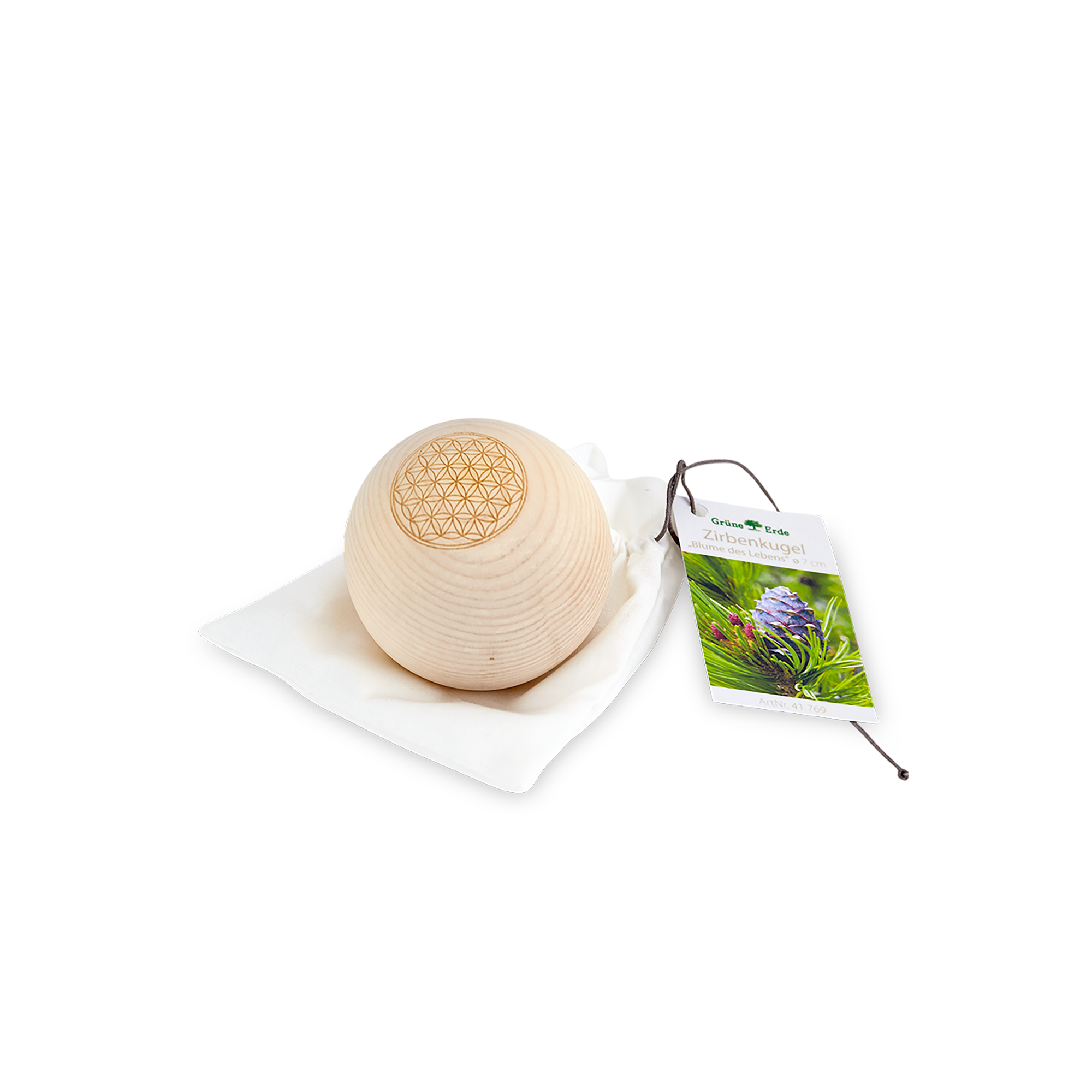 Zirbenkugel mit der Blume des Lebens