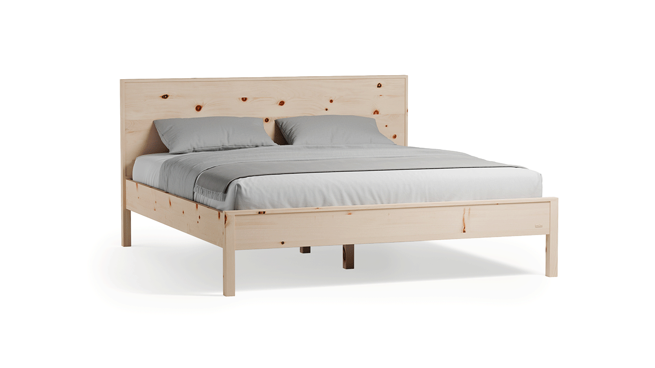 Bett Kiramo in Zirbe mit drei verschiedenen Betthäuptern